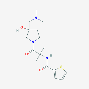 molecular formula C16H25N3O3S B5342043 N-(2-{3-[(dimethylamino)methyl]-3-hydroxy-1-pyrrolidinyl}-1,1-dimethyl-2-oxoethyl)-2-thiophenecarboxamide 