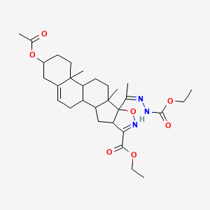 molecular formula C30H43N3O7 B5342207 ethyl 16-acetyloxy-8-[(Z)-N-(ethoxycarbonylamino)-C-methylcarbonimidoyl]-9,13-dimethyl-7-oxa-6-azapentacyclo[10.8.0.02,9.04,8.013,18]icosa-5,18-diene-5-carboxylate 