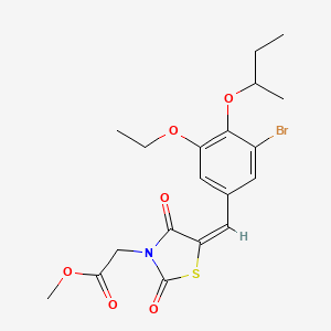 molecular formula C19H22BrNO6S B5342475 methyl 2-[(5E)-5-[(3-bromo-4-butan-2-yloxy-5-ethoxyphenyl)methylidene]-2,4-dioxo-1,3-thiazolidin-3-yl]acetate 
