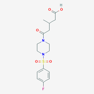 molecular formula C16H21FN2O5S B5342566 5-{4-[(4-Fluorophenyl)sulfonyl]piperazin-1-yl}-3-methyl-5-oxopentanoic acid 