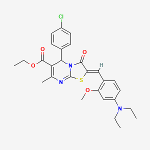 molecular formula C28H30ClN3O4S B5342764 ethyl (2Z)-5-(4-chlorophenyl)-2-[[4-(diethylamino)-2-methoxyphenyl]methylidene]-7-methyl-3-oxo-5H-[1,3]thiazolo[3,2-a]pyrimidine-6-carboxylate 
