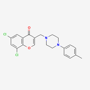 molecular formula C21H20Cl2N2O2 B5344271 6,8-dichloro-3-{[4-(4-methylphenyl)-1-piperazinyl]methyl}-4H-chromen-4-one 
