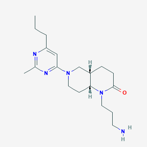 molecular formula C19H31N5O B5344321 rel-(4aS,8aR)-1-(3-aminopropyl)-6-(2-methyl-6-propyl-4-pyrimidinyl)octahydro-1,6-naphthyridin-2(1H)-one dihydrochloride 