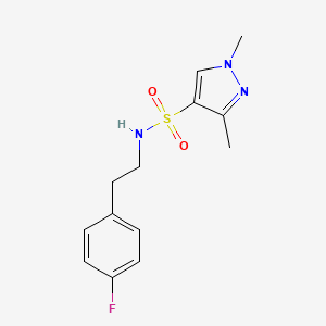 molecular formula C13H16FN3O2S B5344335 N-(4-fluorophenethyl)-1,3-dimethyl-1H-pyrazole-4-sulfonamide 