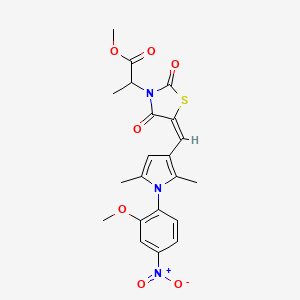 molecular formula C21H21N3O7S B5344381 methyl 2-[(5E)-5-{[1-(2-methoxy-4-nitrophenyl)-2,5-dimethyl-1H-pyrrol-3-yl]methylidene}-2,4-dioxo-1,3-thiazolidin-3-yl]propanoate 