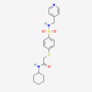 molecular formula C20H25N3O3S2 B5344429 N-cyclohexyl-2-[4-(pyridin-4-ylmethylsulfamoyl)phenyl]sulfanylacetamide 
