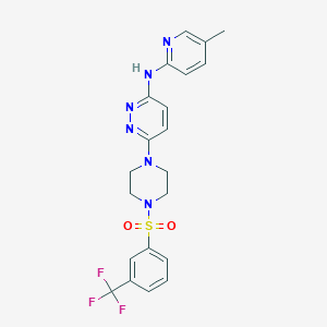 molecular formula C21H21F3N6O2S B5344442 N-(5-methyl-2-pyridinyl)-6-(4-{[3-(trifluoromethyl)phenyl]sulfonyl}-1-piperazinyl)-3-pyridazinamine 