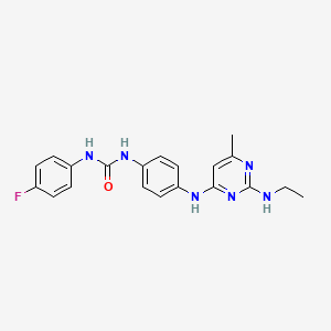 molecular formula C20H21FN6O B5344531 N-(4-{[2-(ethylamino)-6-methyl-4-pyrimidinyl]amino}phenyl)-N'-(4-fluorophenyl)urea 
