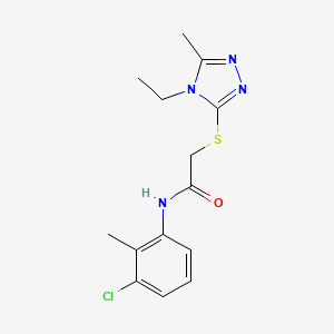 molecular formula C14H17ClN4OS B5344571 N-(3-chloro-2-methylphenyl)-2-[(4-ethyl-5-methyl-4H-1,2,4-triazol-3-yl)sulfanyl]acetamide 