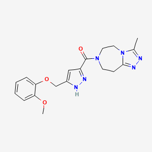 molecular formula C19H22N6O3 B5344645 7-({5-[(2-methoxyphenoxy)methyl]-1H-pyrazol-3-yl}carbonyl)-3-methyl-6,7,8,9-tetrahydro-5H-[1,2,4]triazolo[4,3-d][1,4]diazepine 