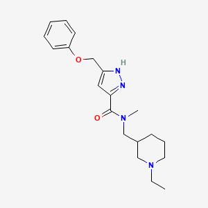 molecular formula C20H28N4O2 B5344719 N-[(1-ethylpiperidin-3-yl)methyl]-N-methyl-5-(phenoxymethyl)-1H-pyrazole-3-carboxamide 