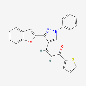 molecular formula C24H16N2O2S B5344841 (Z)-3-[3-(1-benzofuran-2-yl)-1-phenylpyrazol-4-yl]-1-thiophen-2-ylprop-2-en-1-one 
