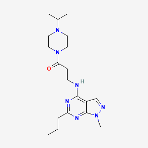 molecular formula C19H31N7O B5345148 N-[3-(4-isopropyl-1-piperazinyl)-3-oxopropyl]-1-methyl-6-propyl-1H-pyrazolo[3,4-d]pyrimidin-4-amine 