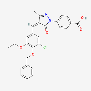 molecular formula C27H23ClN2O5 B5345190 4-{(4Z)-4-[4-(benzyloxy)-3-chloro-5-ethoxybenzylidene]-3-methyl-5-oxo-4,5-dihydro-1H-pyrazol-1-yl}benzoic acid 