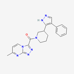 molecular formula C21H21N7O B5345194 7-methyl-3-{[3-(4-phenyl-1H-pyrazol-5-yl)piperidin-1-yl]carbonyl}[1,2,4]triazolo[4,3-a]pyrimidine 