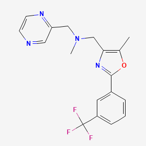 molecular formula C18H17F3N4O B5345238 N-methyl-1-{5-methyl-2-[3-(trifluoromethyl)phenyl]-1,3-oxazol-4-yl}-N-(pyrazin-2-ylmethyl)methanamine 