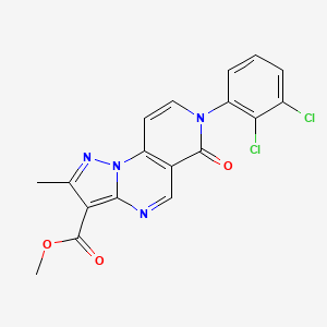molecular formula C18H12Cl2N4O3 B5345329 methyl 7-(2,3-dichlorophenyl)-2-methyl-6-oxo-6,7-dihydropyrazolo[1,5-a]pyrido[3,4-e]pyrimidine-3-carboxylate 