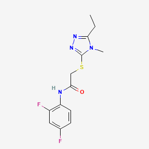 molecular formula C13H14F2N4OS B5345462 N-(2,4-difluorophenyl)-2-[(5-ethyl-4-methyl-4H-1,2,4-triazol-3-yl)sulfanyl]acetamide 