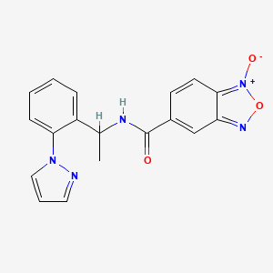 molecular formula C18H15N5O3 B5345472 N-{1-[2-(1H-pyrazol-1-yl)phenyl]ethyl}-2,1,3-benzoxadiazole-5-carboxamide 1-oxide 