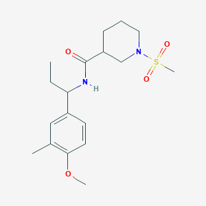 molecular formula C18H28N2O4S B5345482 N-[1-(4-methoxy-3-methylphenyl)propyl]-1-(methylsulfonyl)-3-piperidinecarboxamide 