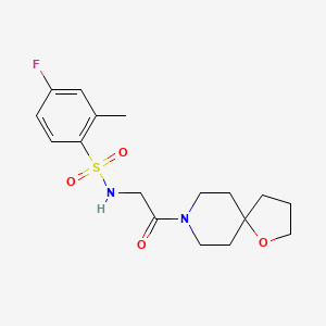 molecular formula C17H23FN2O4S B5345507 4-fluoro-2-methyl-N-[2-(1-oxa-8-azaspiro[4.5]dec-8-yl)-2-oxoethyl]benzenesulfonamide 