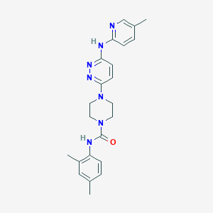 molecular formula C23H27N7O B5345591 N-(2,4-dimethylphenyl)-4-{6-[(5-methyl-2-pyridinyl)amino]-3-pyridazinyl}-1-piperazinecarboxamide 
