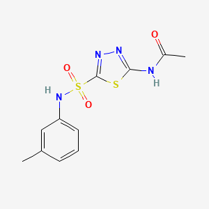 molecular formula C11H12N4O3S2 B5345665 N-(5-{[(3-methylphenyl)amino]sulfonyl}-1,3,4-thiadiazol-2-yl)acetamide 