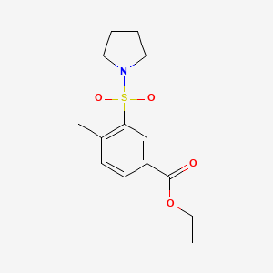molecular formula C14H19NO4S B5345949 ethyl 4-methyl-3-(pyrrolidin-1-ylsulfonyl)benzoate 