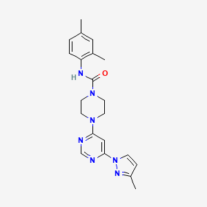 molecular formula C21H25N7O B5345954 N-(2,4-dimethylphenyl)-4-[6-(3-methyl-1H-pyrazol-1-yl)-4-pyrimidinyl]-1-piperazinecarboxamide 