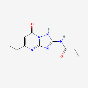 molecular formula C11H15N5O2 B5345976 N~1~-(7-HYDROXY-5-ISOPROPYL[1,2,4]TRIAZOLO[1,5-A]PYRIMIDIN-2-YL)PROPANAMIDE 