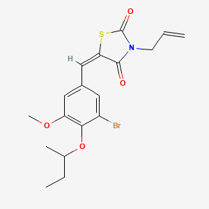 molecular formula C18H20BrNO4S B5346068 (5E)-5-[3-bromo-4-(butan-2-yloxy)-5-methoxybenzylidene]-3-(prop-2-en-1-yl)-1,3-thiazolidine-2,4-dione 