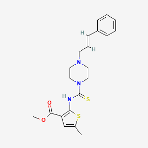molecular formula C21H25N3O2S2 B5346087 methyl 5-methyl-2-({[4-(3-phenyl-2-propen-1-yl)-1-piperazinyl]carbonothioyl}amino)-3-thiophenecarboxylate 