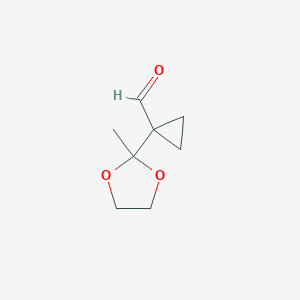 molecular formula C8H12O3 B053461 1-(2-Methyl-1,3-dioxolan-2-yl)cyclopropanecarbaldehyde CAS No. 124572-92-5