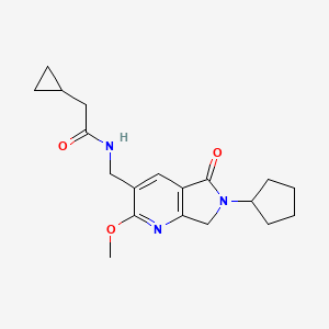 molecular formula C19H25N3O3 B5346129 N-[(6-cyclopentyl-2-methoxy-5-oxo-6,7-dihydro-5H-pyrrolo[3,4-b]pyridin-3-yl)methyl]-2-cyclopropylacetamide 