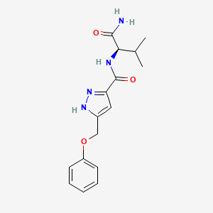 molecular formula C16H20N4O3 B5346150 N-[(1R)-1-(aminocarbonyl)-2-methylpropyl]-5-(phenoxymethyl)-1H-pyrazole-3-carboxamide 