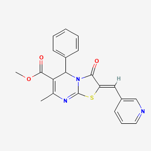 molecular formula C21H17N3O3S B5346365 methyl (2Z)-7-methyl-3-oxo-5-phenyl-2-(pyridin-3-ylmethylidene)-2,3-dihydro-5H-[1,3]thiazolo[3,2-a]pyrimidine-6-carboxylate 