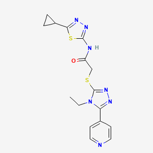 molecular formula C16H17N7OS2 B5346456 N-(5-cyclopropyl-1,3,4-thiadiazol-2-yl)-2-{[4-ethyl-5-(pyridin-4-yl)-4H-1,2,4-triazol-3-yl]sulfanyl}acetamide 