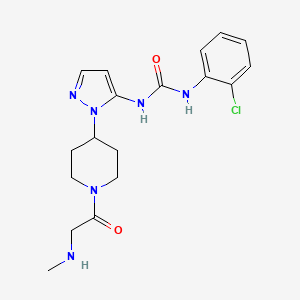molecular formula C18H23ClN6O2 B5346505 N-(2-chlorophenyl)-N'-{1-[1-(N-methylglycyl)-4-piperidinyl]-1H-pyrazol-5-yl}urea hydrochloride 