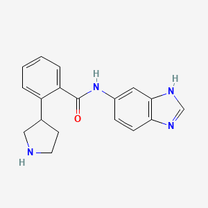 molecular formula C18H18N4O B5346730 N-1H-benzimidazol-5-yl-2-(3-pyrrolidinyl)benzamide 