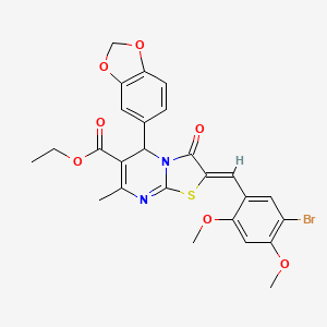 molecular formula C26H23BrN2O7S B5346890 Ethyl (2Z)-5-(2H-1,3-benzodioxol-5-YL)-2-[(5-bromo-2,4-dimethoxyphenyl)methylidene]-7-methyl-3-oxo-2H,3H,5H-[1,3]thiazolo[3,2-A]pyrimidine-6-carboxylate 