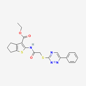 molecular formula C21H20N4O3S2 B5346924 ETHYL 2-({2-[(6-PHENYL-1,2,4-TRIAZIN-3-YL)SULFANYL]ACETYL}AMINO)-5,6-DIHYDRO-4H-CYCLOPENTA[B]THIOPHENE-3-CARBOXYLATE 