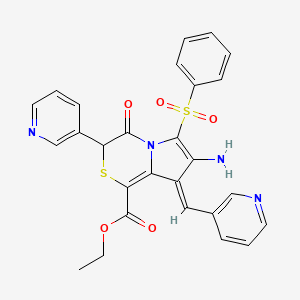 molecular formula C27H22N4O5S2 B5347049 ethyl 7-amino-4-oxo-6-(phenylsulfonyl)-3-(3-pyridinyl)-8-(3-pyridinylmethylene)-3,4-dihydro-8H-pyrrolo[2,1-c][1,4]thiazine-1-carboxylate 