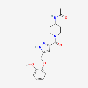 molecular formula C19H24N4O4 B5347105 N-[1-({5-[(2-methoxyphenoxy)methyl]-1H-pyrazol-3-yl}carbonyl)piperidin-4-yl]acetamide 