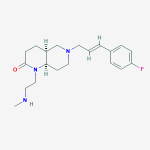 molecular formula C20H28FN3O B5347129 rel-(4aS,8aR)-6-[(2E)-3-(4-fluorophenyl)-2-propen-1-yl]-1-[2-(methylamino)ethyl]octahydro-1,6-naphthyridin-2(1H)-one dihydrochloride 