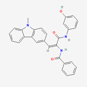 molecular formula C29H23N3O3 B5347157 N-[(E)-3-(3-hydroxyanilino)-1-(9-methylcarbazol-3-yl)-3-oxoprop-1-en-2-yl]benzamide 