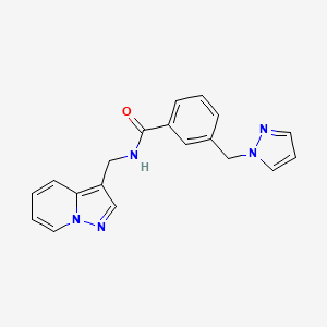 molecular formula C19H17N5O B5347176 N-(pyrazolo[1,5-a]pyridin-3-ylmethyl)-3-(1H-pyrazol-1-ylmethyl)benzamide 
