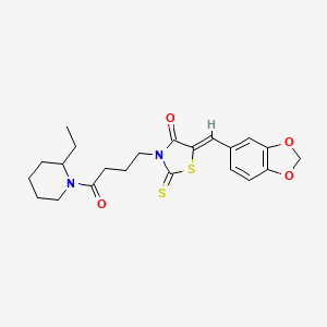 molecular formula C22H26N2O4S2 B5347182 5-(1,3-benzodioxol-5-ylmethylene)-3-[4-(2-ethyl-1-piperidinyl)-4-oxobutyl]-2-thioxo-1,3-thiazolidin-4-one 