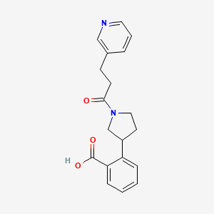 molecular formula C19H20N2O3 B5347197 2-{1-[3-(3-pyridinyl)propanoyl]-3-pyrrolidinyl}benzoic acid 