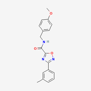 molecular formula C18H17N3O3 B5347269 N-[(4-methoxyphenyl)methyl]-3-(3-methylphenyl)-1,2,4-oxadiazole-5-carboxamide 