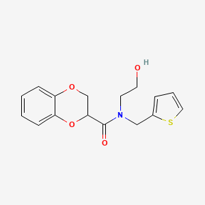 molecular formula C16H17NO4S B5347386 N-(2-hydroxyethyl)-N-(2-thienylmethyl)-2,3-dihydro-1,4-benzodioxine-2-carboxamide 